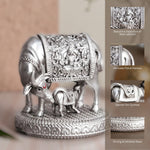 Load image into Gallery viewer, Sacred Gomata Kamdhenu Idol with Calf – Silver Aura Finish