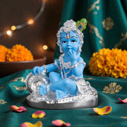 Makhan Chor Silver Plated with Blue Colour
