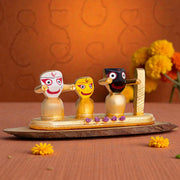 Gold Plated Jagganath Balbhadra Subhadra and Chakra Set