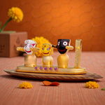 Load image into Gallery viewer, Gold Plated Jagganath Balbhadra Subhadra and Chakra Set