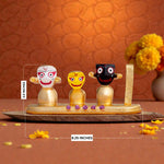 Load image into Gallery viewer, Gold Plated Jagganath Balbhadra Subhadra and Chakra Set