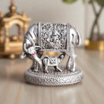Load image into Gallery viewer, Sacred Gomata Kamdhenu Idol with Calf – Silver Aura Finish